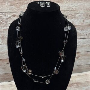 Premier Designs Silver and Clear Crystal Necklace